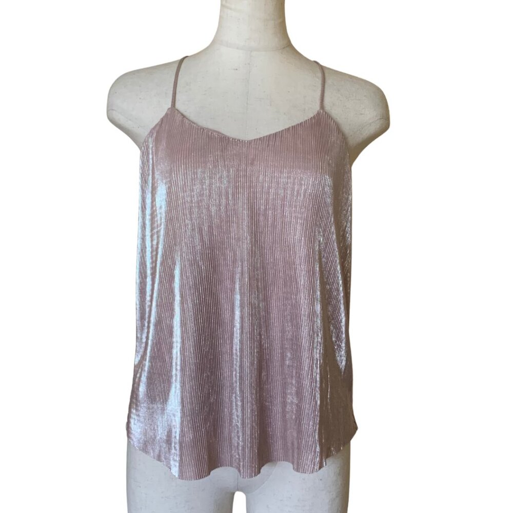 Express Metallic Pink Pleated Cami Top Size XS NEW with Tag - Picture 1 of 12